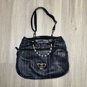 Gilda Tonelli Silver Grey Vintage y2k authentic leather large handbag!